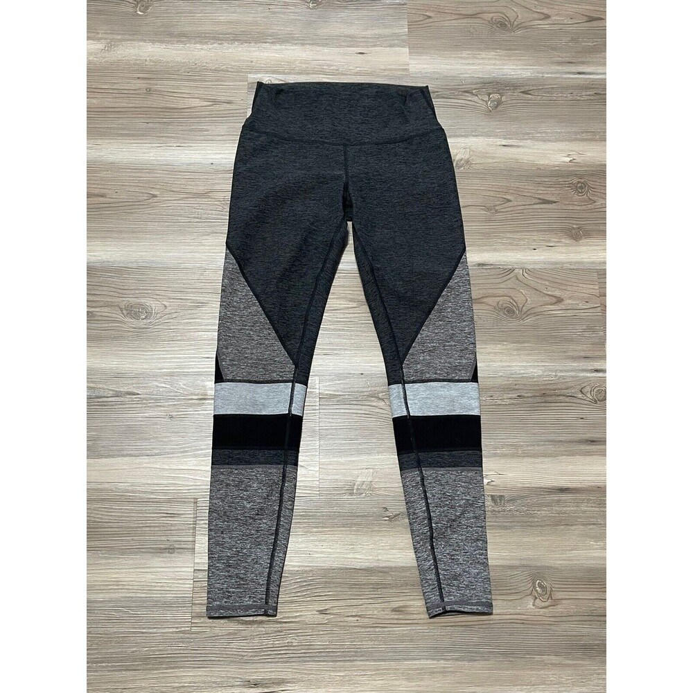 Alo Yoga Womens Size S Sheila High Waist Gray Black Alosoft Colorblock Leggings